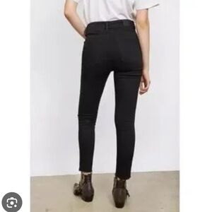 Anine Bing Black Cropped Raw Hem Jeans in Washed Black Size 25